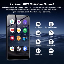 Lecteur mp3 160 go, écran tactile 4,02", lecteur mp3 bleutooth et wi-fi, lecteur mp4 android 13.0, lecteur de musique portable, 