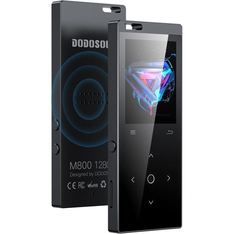 128go lecteur mp3, dodosoul mp3 bleutooth 5.2, boucle unique, radio fm, haut-parleur hd intégré, enregistreur vocal, mini design