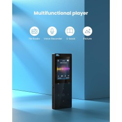 128go lecteur mp3, dodosoul mp3 bleutooth 5.2, boucle unique, radio fm, haut-parleur hd intégré, enregistreur vocal, mini design