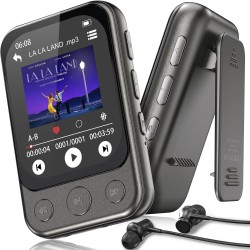 64gb lecteur mp3 bleutooth 5.3 avec clip & haut-parleur, lecteur de musique sport avec écran tactile et boutons, contrôle de vol