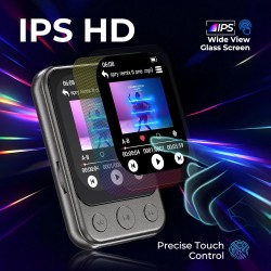 64gb lecteur mp3 bleutooth 5.3 avec clip & haut-parleur, lecteur de musique sport avec écran tactile et boutons, contrôle de vol