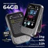 64gb lecteur mp3 bleutooth 5.3 avec clip & haut-parleur, lecteur de musique sport avec écran tactile et boutons, contrôle de vol