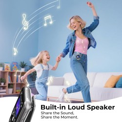 64gb lecteur mp3 bleutooth 5.3 avec clip & haut-parleur, lecteur de musique sport avec écran tactile et boutons, contrôle de vol