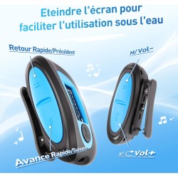 AGPTEK Mp3 Etanche IPX8 avec Clip Ecran Couleur, 8Go Lecteur avec Radio FM HiFi Lossless Baladeur Mp3 pour Natation (Piscine) et