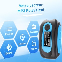 AGPTEK Mp3 Etanche IPX8 avec Clip Ecran Couleur, 8Go Lecteur avec Radio FM HiFi Lossless Baladeur Mp3 pour Natation (Piscine) et