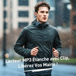 AGPTEK Mp3 Etanche IPX8 avec Clip Ecran Couleur, 8Go Lecteur avec Radio FM HiFi Lossless Baladeur Mp3 pour Natation (Piscine) et
