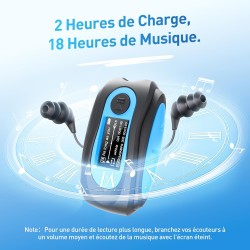 AGPTEK Mp3 Etanche IPX8 avec Clip Ecran Couleur, 8Go Lecteur avec Radio FM HiFi Lossless Baladeur Mp3 pour Natation (Piscine) et