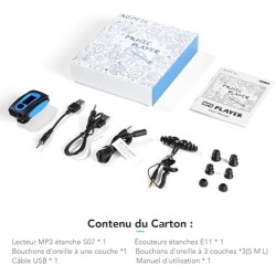 AGPTEK Mp3 Etanche IPX8 avec Clip Ecran Couleur, 8Go Lecteur avec Radio FM HiFi Lossless Baladeur Mp3 pour Natation (Piscine) et