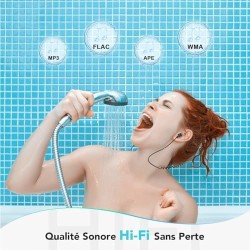 AGPTEK Mp3 Etanche IPX8 avec Clip Ecran Couleur, 8Go Lecteur avec Radio FM HiFi Lossless Baladeur Mp3 pour Natation (Piscine) et