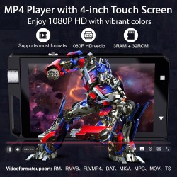 Lecteurs MP3 et MP4 de 96 Go, écran Tactile HD à Couleurs Complètes de 4 Pouces, MP4 avec WLAN, Lecteur MP3 Spotify Go de RAM et