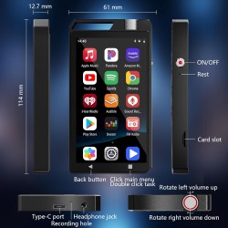 Lecteurs MP3 et MP4 de 96 Go, écran Tactile HD à Couleurs Complètes de 4 Pouces, MP4 avec WLAN, Lecteur MP3 Spotify Go de RAM et