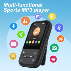 Lecteur mp3 128 go, clip mp3 avec bleutooth 5.3, lecteur de musique portable avec radio fm, enregistreur vocal, podomètre, desig