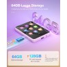 64go lecteur mp3 bleutooth 5.0 avec 2.4" tactile baladeur lecteur musical son hifi avec bouton de volume/enregistrement vocal/ra