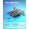 64go lecteur mp3 bleutooth 5.0, 2.4" ecran tactile complet, haut-parleur intégré, qualité sonore hifi, e-book, réveil, radio fm,