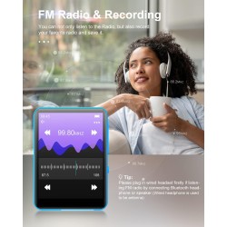 64go lecteur mp3 bleutooth 5.0, 2.4" ecran tactile complet, haut-parleur intégré, qualité sonore hifi, e-book, réveil, radio fm,