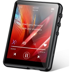 64go lecteur mp3 avec bleutooth 5.3, lecteur audio sans perte hifi avec haut-parleur, 2.4 in ecran tactile complet, radio fm, li
