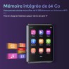 64go lecteur mp3 avec bleutooth 5.3, lecteur audio sans perte hifi avec haut-parleur, 2.4 in ecran tactile complet, radio fm, li
