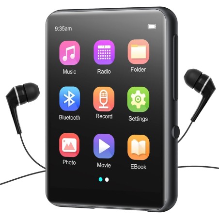 Lecteur mp3 64 go bleutooth 5.3, lecteur de musique hifi sans perte avec haut-parleur, enregistreur vocal, radio fm, corps mp3 e