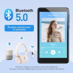Agptek 96go mp4 bleutooth wifi android 14, lecteur musique spotify 3g ram fluide et écran tactile ips 4'', baladeur mp3 haut-par