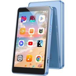 Agptek 96go mp4 bleutooth wifi, android 14 lecteur musique spotify 3g ram fluide écran 4'' hd 1080p, baladeur mp3 avec haut-parl
