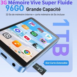 Agptek 96go mp4 bleutooth wifi, android 14 lecteur musique spotify 3g ram fluide écran 4'' hd 1080p, baladeur mp3 avec haut-parl
