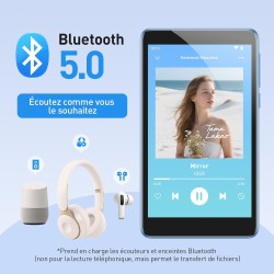 Agptek 96go mp4 bleutooth wifi, android 14 lecteur musique spotify 3g ram fluide écran 4'' hd 1080p, baladeur mp3 avec haut-parl