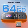 Wolfang lecteurs mp3 64 go avec bleutooth 5.2, clip sport, taille mini, poids 28,3 g, radio fm hif, enregistreur vocal, écouteur