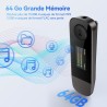 Agptek 64go lecteur mp3 usb c avec bleutooth 5.3 & clip sport, mini type-c mp3 musique sans perte hifi avec radio fm/enregistreu