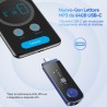 Agptek lecteur mp3 usb portable 64 go avec bleutooth, type c et usb avec clip, avec radio fm enregistrement， prise en charge de 