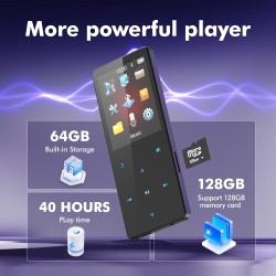 64 go lecteur mp3 bleutooth 5.3 portable music lecteurs mp3 et mp4 baladeur mp3 enfant avec écouteurs la radio fm, les images, l