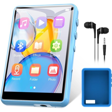 64go lecteur mp3 bleutooth 5.3 stable, 2.4" écran tactile mp3 bleutooth portable, lecteur mp3 hifi avec haut-parleur, radio fm, 