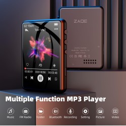 64go lecteur mp3 bleutooth 5.3, 2,4" tactile portable mp3 lecteur musique, hifi baladeur mp3 avec hautparleur vidéo/enregistreme