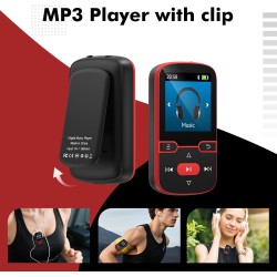 64go lecteur mp3 bleutooth 5.3 avec clip, hifi lecteur musique sport, 1,5 pouces écran baladeur mp3 avec boutons physiques, radi
