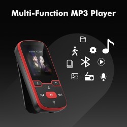 64go lecteur mp3 bleutooth 5.3 avec clip, hifi lecteur musique sport, 1,5 pouces écran baladeur mp3 avec boutons physiques, radi