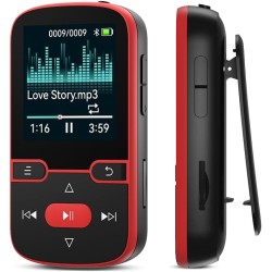64go lecteur mp3 bleutooth 5.3 avec clip, hifi lecteur musique sport, 1,5 pouces écran baladeur mp3 avec boutons physiques, radi