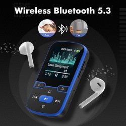 64 go lecteur mp3 bleutooth 5.3 clip lecteur enfant musique portable baladeur avec radio fm, podometre,enregistreur vocal, lectu