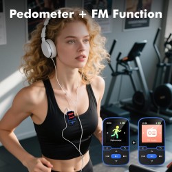 64 go lecteur mp3 bleutooth 5.3 clip lecteur enfant musique portable baladeur avec radio fm, podometre,enregistreur vocal, lectu