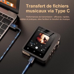 Lecteur mp3 fanvace hifi avec bleutooth 5.3, lecteur audio numérique haute résolution dsd sans perte, lecteur audio portable 64 