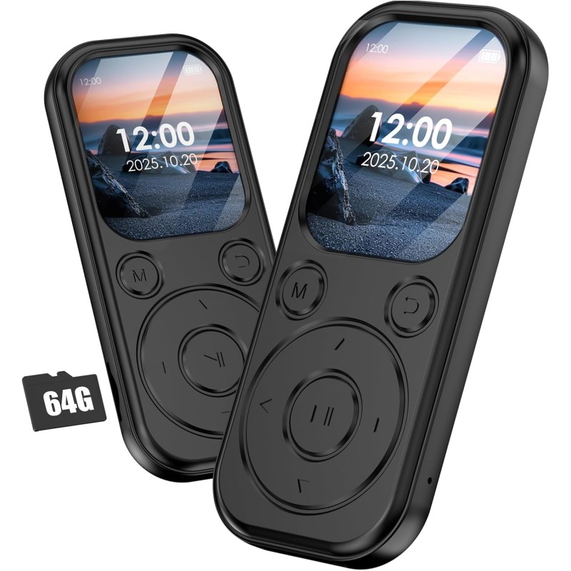 Lecteur mp3 64 go avec bleutooth 5.3 lecteur de musique portable avec qualité sonore hifi et radio fm batterie de 300 mah compre
