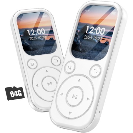 Lecteur mp3 64 go avec bleutooth 5.3 lecteur de musique portable avec qualité sonore hifi et radio fm batterie de 300 mah compre