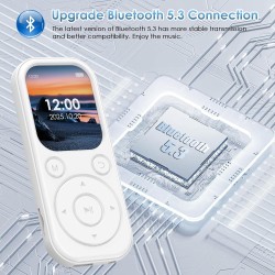 Lecteur mp3 64 go avec bleutooth 5.3 lecteur de musique portable avec qualité sonore hifi et radio fm batterie de 300 mah compre