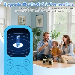 Lecteur mp3 64 go avec bleutooth 5.3 lecteur de musique portable avec qualité sonore hifi et radio fm batterie de 300 mah compre