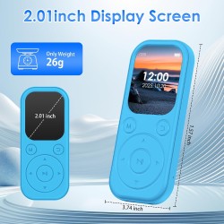 Lecteur mp3 64 go avec bleutooth 5.3 lecteur de musique portable avec qualité sonore hifi et radio fm batterie de 300 mah compre