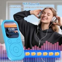 Lecteur mp3 64 go avec bleutooth 5.3 lecteur de musique portable avec qualité sonore hifi et radio fm batterie de 300 mah compre