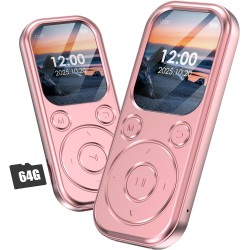 Lecteur mp3 64 go avec bleutooth 5.3 lecteur de musique portable avec qualité sonore hifi et radio fm batterie de 300 mah compre