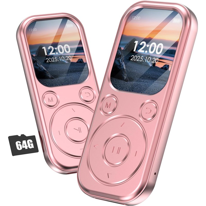 Lecteur mp3 64 go avec bleutooth 5.3 lecteur de musique portable avec qualité sonore hifi et radio fm batterie de 300 mah compre