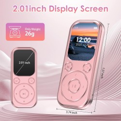 Lecteur mp3 64 go avec bleutooth 5.3 lecteur de musique portable avec qualité sonore hifi et radio fm batterie de 300 mah compre