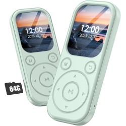 Lecteur mp3 64 go avec bleutooth 5.3 lecteur de musique portable avec qualité sonore hifi et radio fm batterie de 300 mah compre