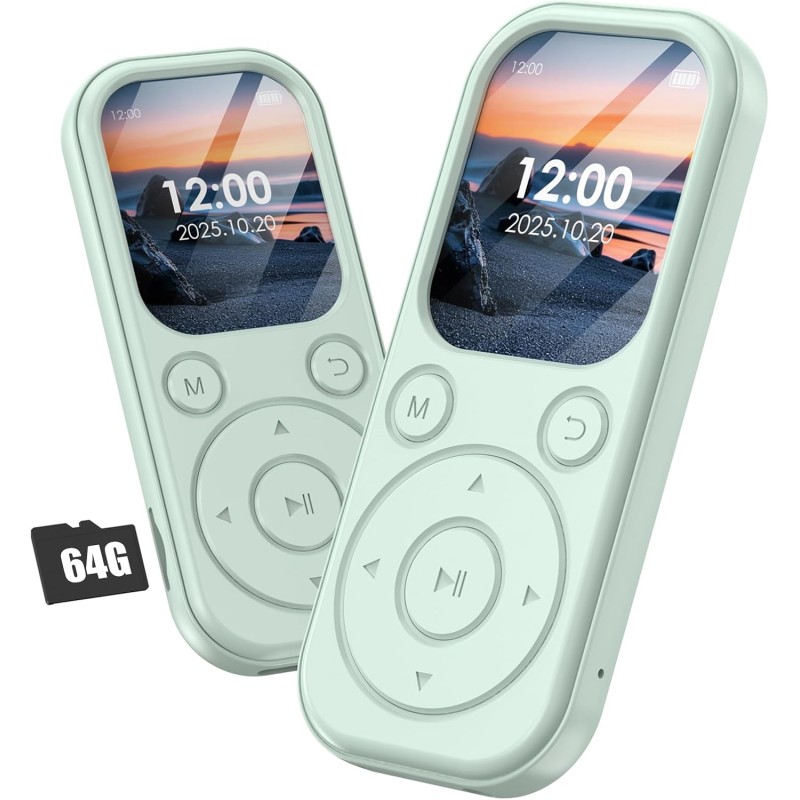 Lecteur mp3 64 go avec bleutooth 5.3 lecteur de musique portable avec qualité sonore hifi et radio fm batterie de 300 mah compre