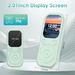 Lecteur mp3 64 go avec bleutooth 5.3 lecteur de musique portable avec qualité sonore hifi et radio fm batterie de 300 mah compre